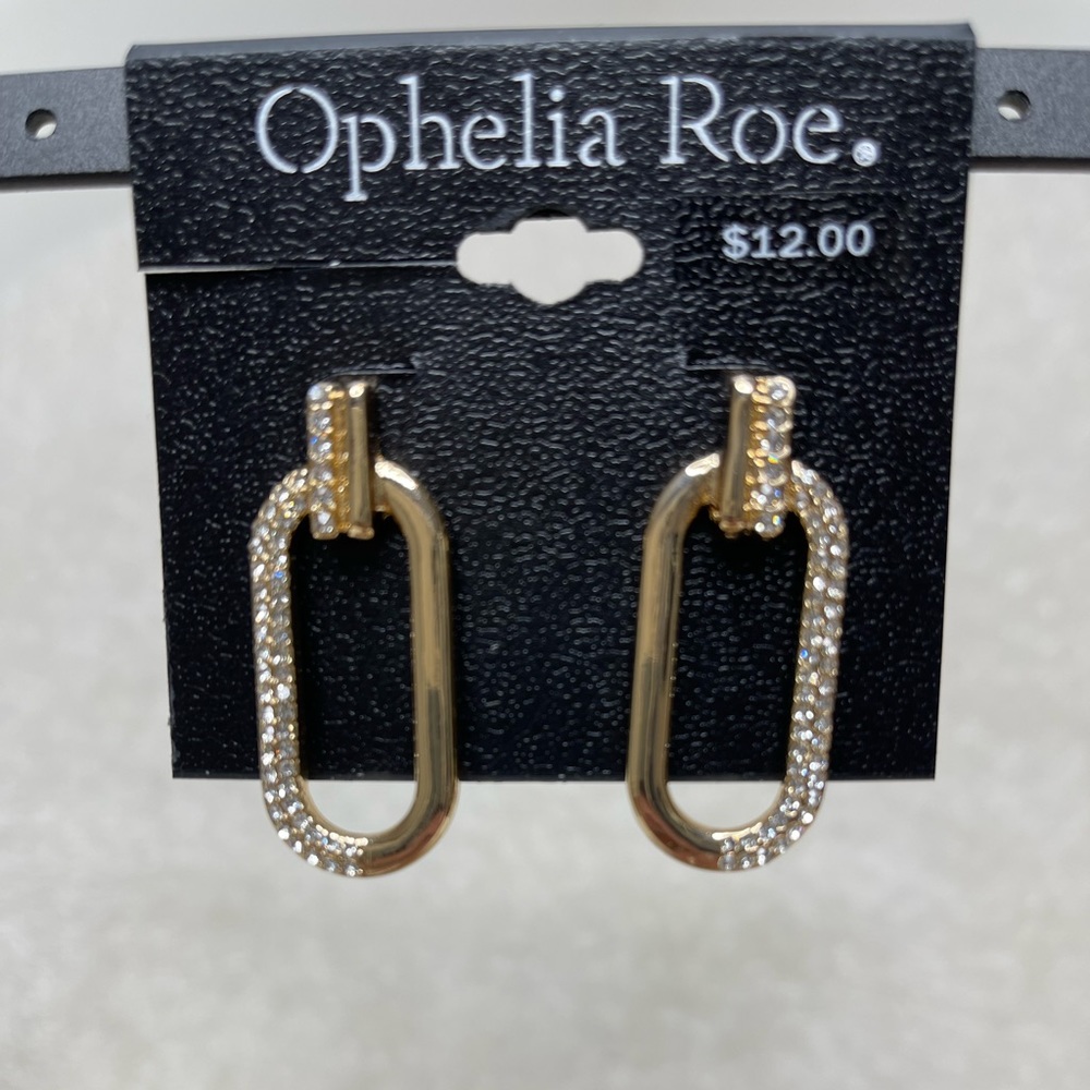 NWT Ophelia Roe gold tone and rhinestone earrings